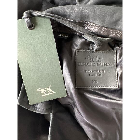 Rodd & Gunn Ashwell Jacket 100% Goat Leather Quilted Onyx Black Men XS NWT - Picture 4 of 8